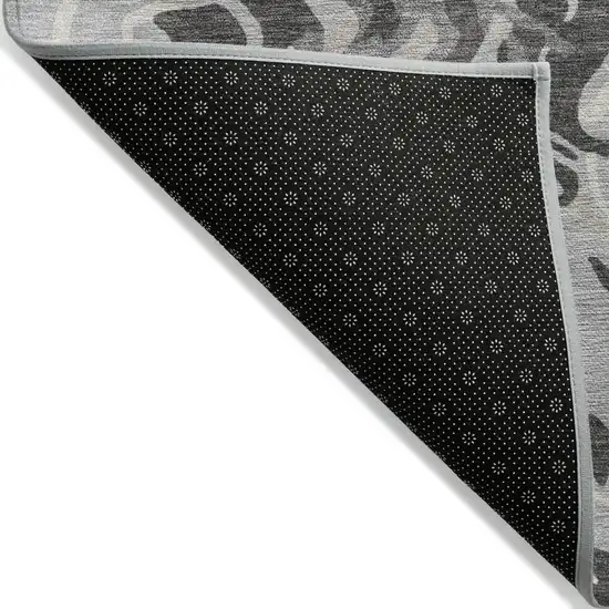 Gray Charcoal And Beige Abstract Washable Indoor Outdoor Area Rug Photo 6
