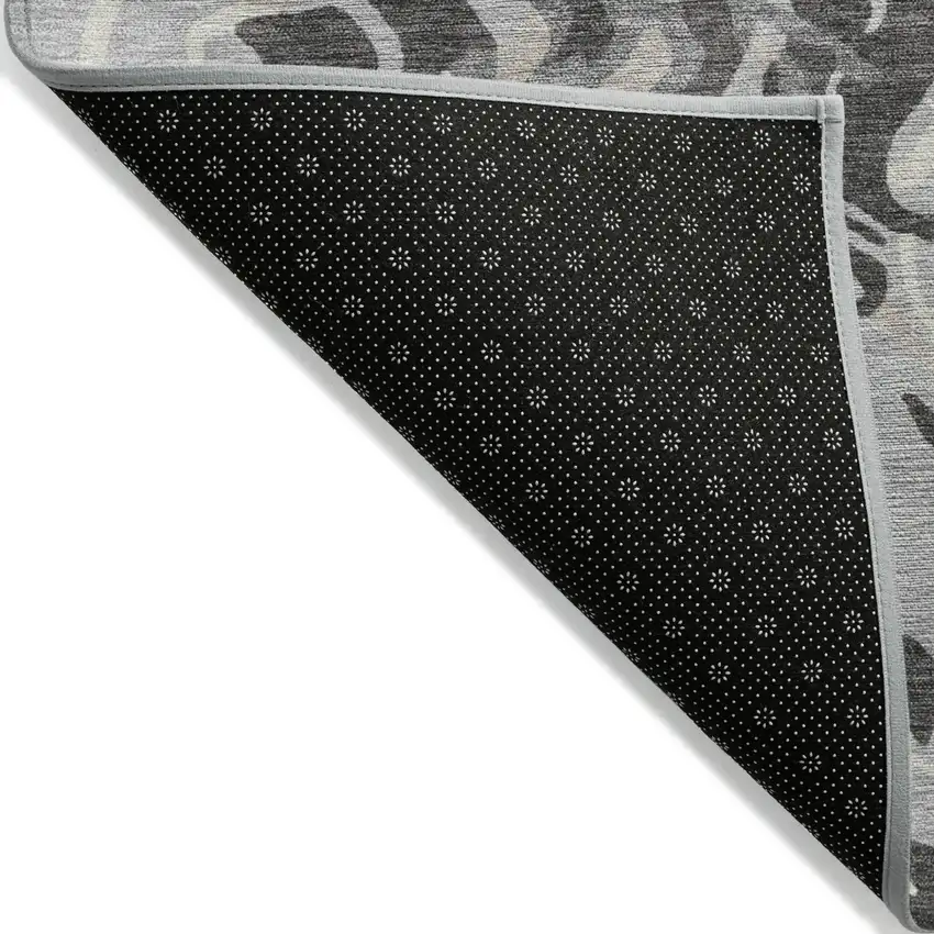 Gray Charcoal And Beige Abstract Washable Indoor Outdoor Area Rug Photo 6