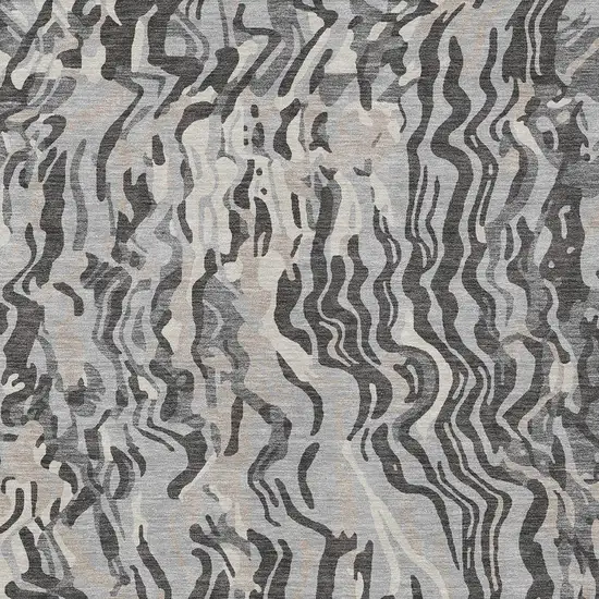 Gray Charcoal And Beige Abstract Washable Indoor Outdoor Area Rug Photo 7