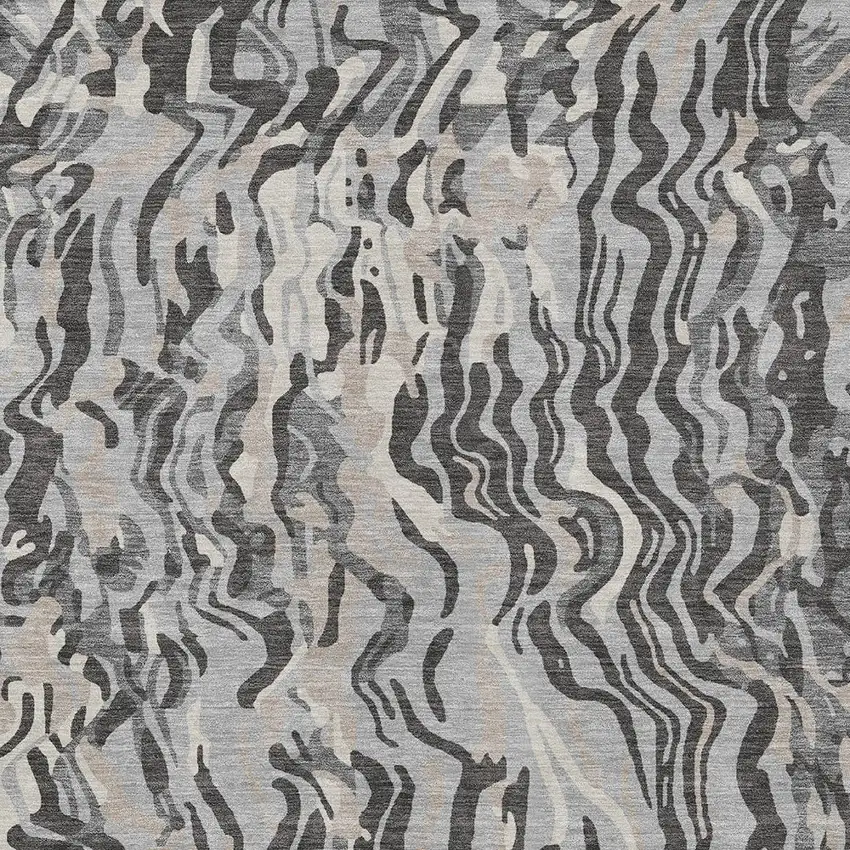 Gray Charcoal And Beige Abstract Washable Indoor Outdoor Area Rug Photo 7