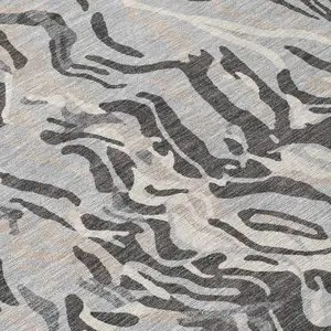 Photo of Gray Charcoal And Beige Abstract Washable Indoor Outdoor Area Rug