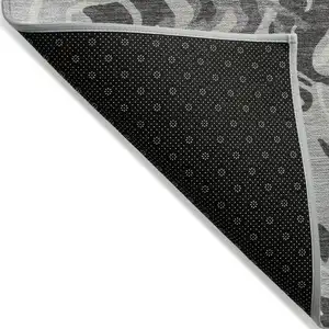 Photo of Gray Charcoal And Beige Abstract Washable Indoor Outdoor Area Rug