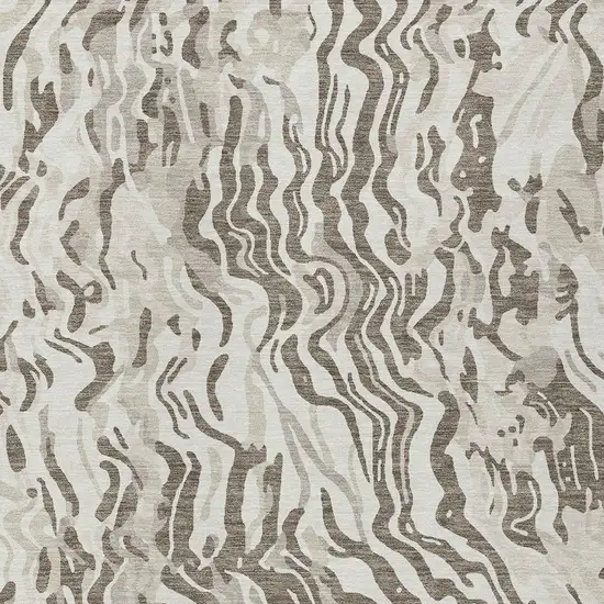 Gray Charcoal And Beige Abstract Washable Indoor Outdoor Area Rug Photo 6