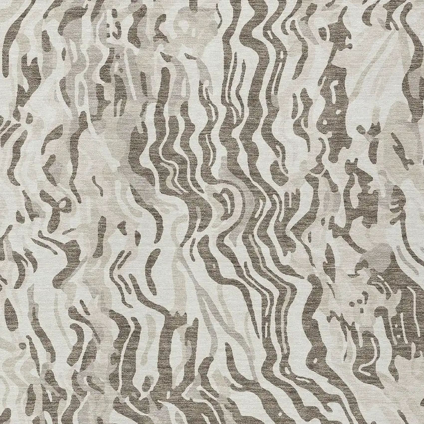 Gray Charcoal And Beige Abstract Washable Indoor Outdoor Area Rug Photo 6