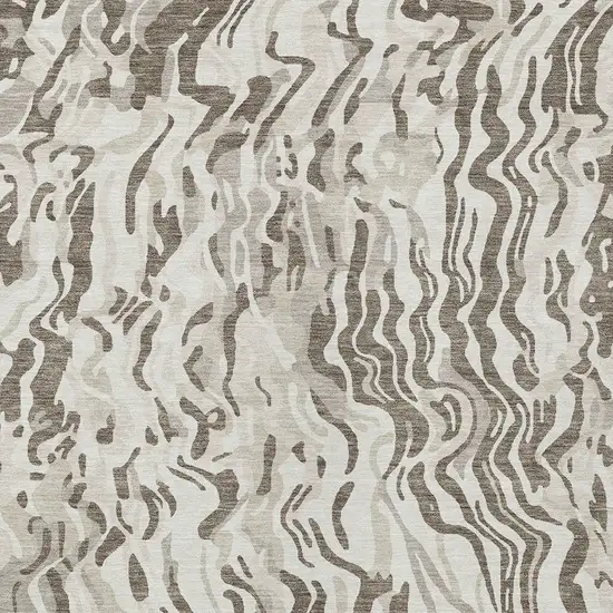 Gray Charcoal And Beige Abstract Washable Indoor Outdoor Area Rug Photo 6