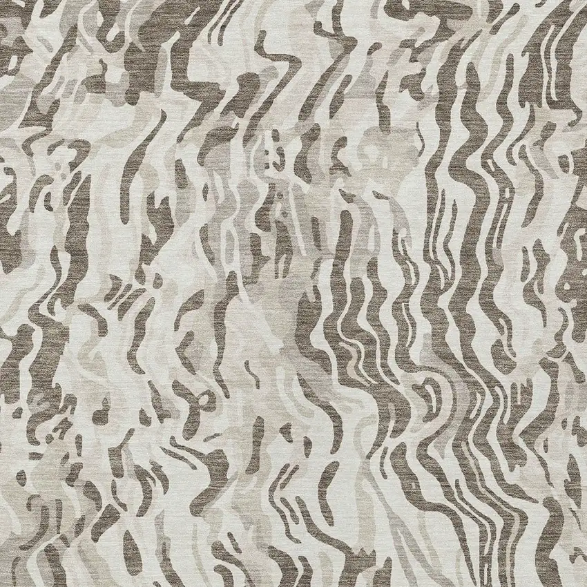Gray Charcoal And Beige Abstract Washable Indoor Outdoor Area Rug Photo 6