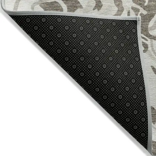 Gray Charcoal And Beige Abstract Washable Indoor Outdoor Area Rug Photo 4