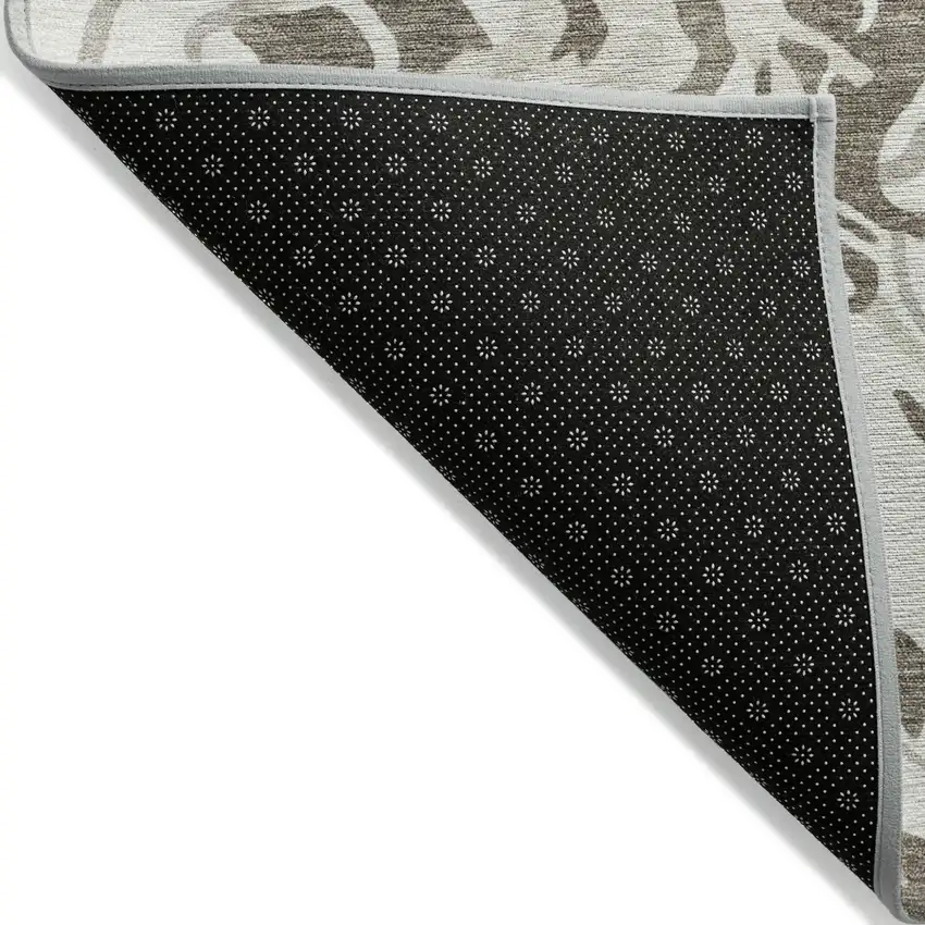 Gray Charcoal And Beige Abstract Washable Indoor Outdoor Area Rug Photo 4