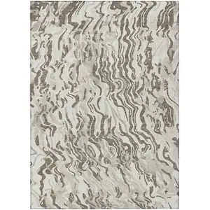 Photo of Gray Charcoal And Beige Abstract Washable Indoor Outdoor Area Rug