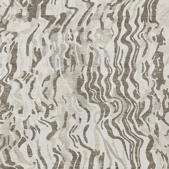 Gray Charcoal And Beige Abstract Washable Indoor Outdoor Area Rug Photo 6
