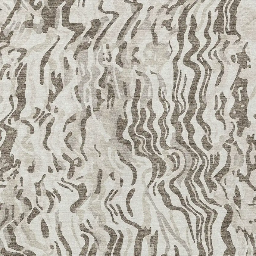 Gray Charcoal And Beige Abstract Washable Indoor Outdoor Area Rug Photo 6
