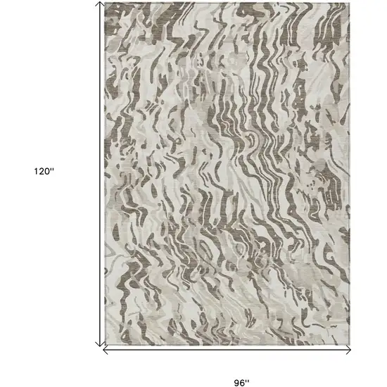 Gray Charcoal And Beige Abstract Washable Indoor Outdoor Area Rug Photo 3