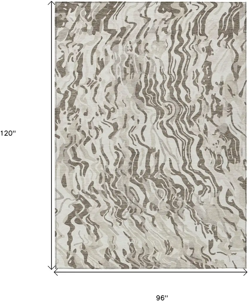 Gray Charcoal And Beige Abstract Washable Indoor Outdoor Area Rug Photo 3