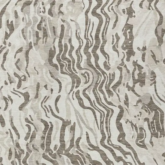 Gray Charcoal And Beige Abstract Washable Indoor Outdoor Area Rug Photo 6