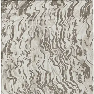 Photo of Gray Charcoal And Beige Abstract Washable Indoor Outdoor Area Rug