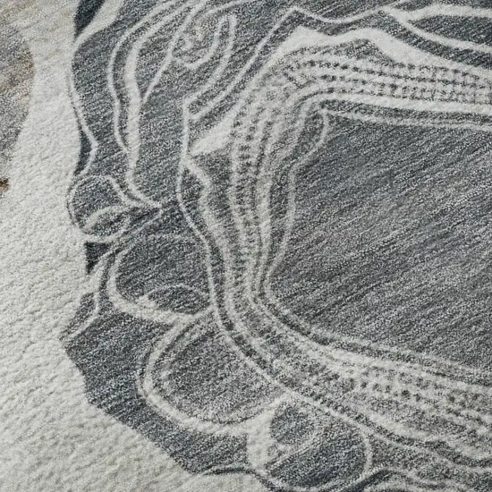 Gray Charcoal And Beige Geometric Washable Area Rug With UV Protection Photo 9