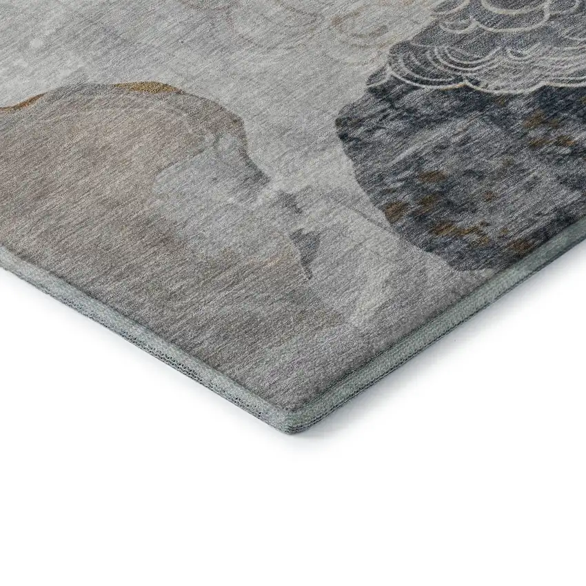 Gray Charcoal And Beige Geometric Washable Area Rug With UV Protection Photo 7