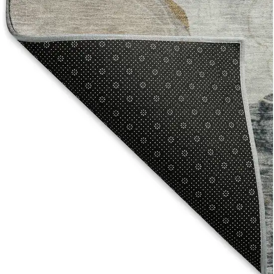 Gray Charcoal And Beige Geometric Washable Area Rug With UV Protection Photo 6