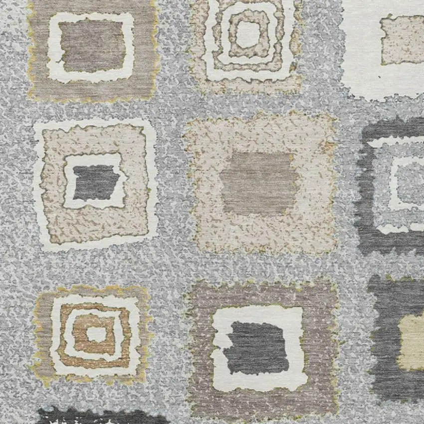 Gray Charcoal And Beige Geometric Washable Indoor Outdoor Area Rug Photo 3