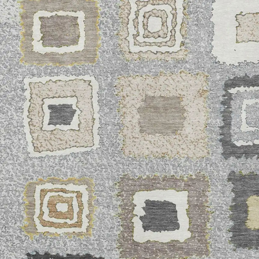 Gray Charcoal And Beige Geometric Washable Indoor Outdoor Area Rug Photo 3
