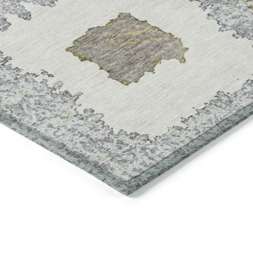 Gray Charcoal And Beige Geometric Washable Indoor Outdoor Area Rug Photo 9