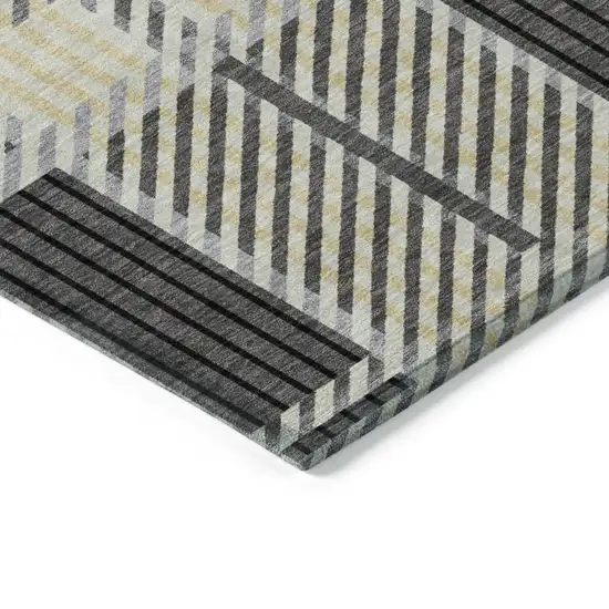 Gray Charcoal And Black Plaid Washable Indoor Outdoor Area Rug Photo 4