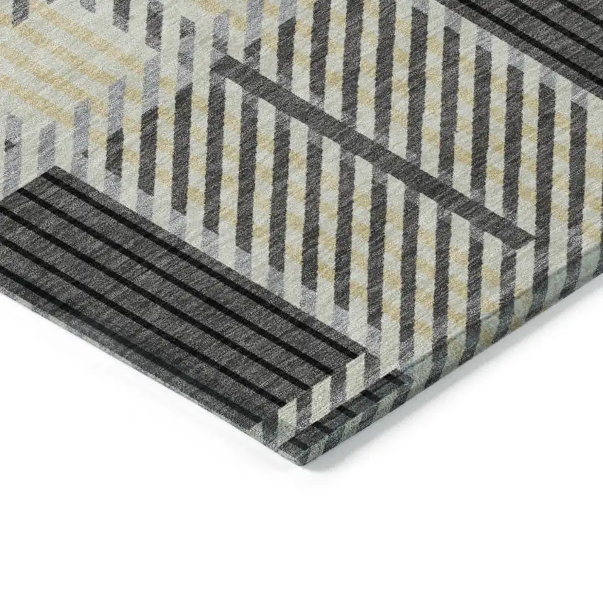 Gray Charcoal And Black Plaid Washable Indoor Outdoor Area Rug Photo 4