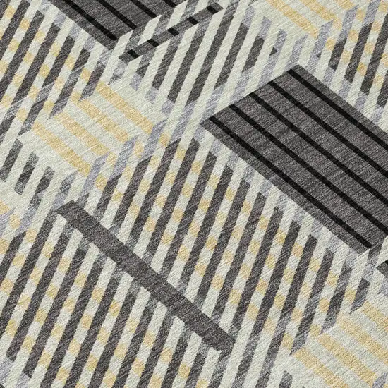 Gray Charcoal And Black Plaid Washable Indoor Outdoor Area Rug Photo 5