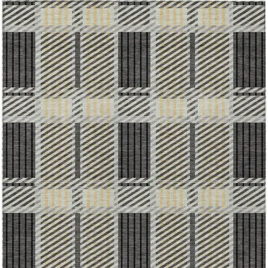 Gray Charcoal And Black Plaid Washable Indoor Outdoor Area Rug Photo 6