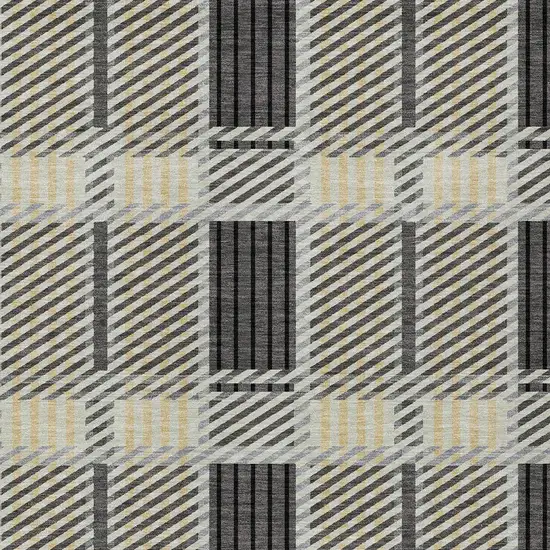 Gray Charcoal And Black Plaid Washable Indoor Outdoor Area Rug Photo 4