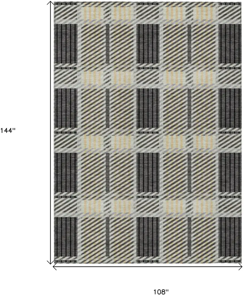 Gray Charcoal And Black Plaid Washable Indoor Outdoor Area Rug Photo 3