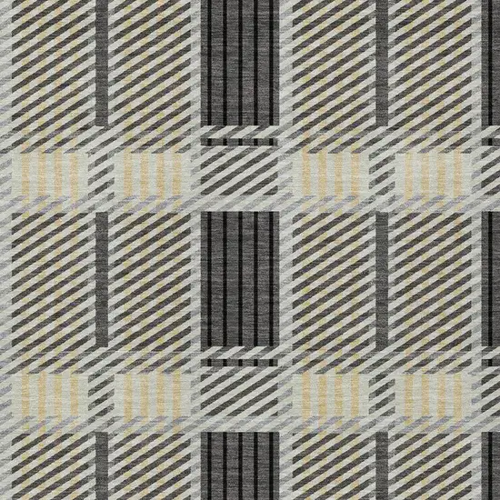 Gray Charcoal And Black Plaid Washable Indoor Outdoor Area Rug Photo 5