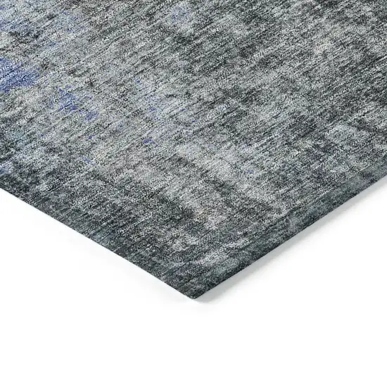 Gray Charcoal And Blue Abstract Washable Indoor Outdoor Area Rug Photo 4