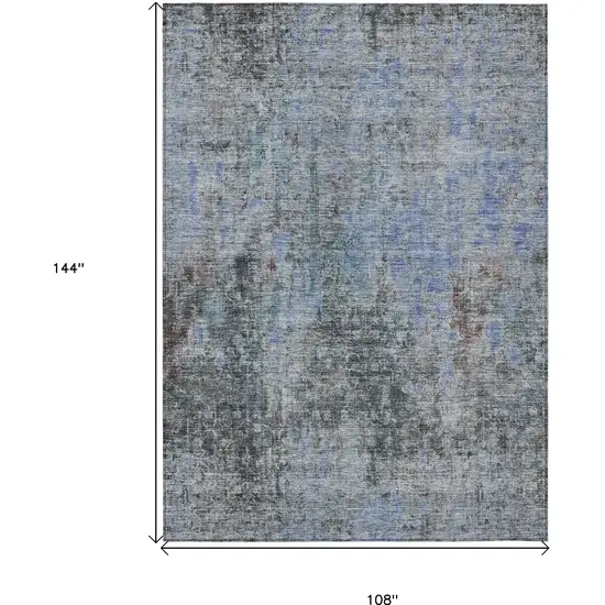 Gray Charcoal And Blue Abstract Washable Indoor Outdoor Area Rug Photo 3