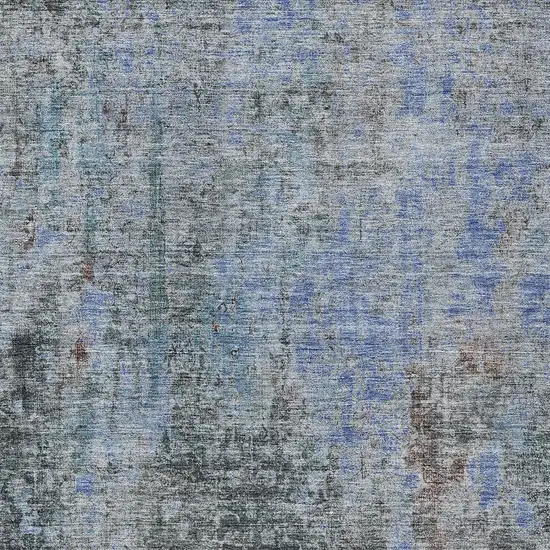 Gray Charcoal And Blue Abstract Washable Indoor Outdoor Area Rug Photo 5