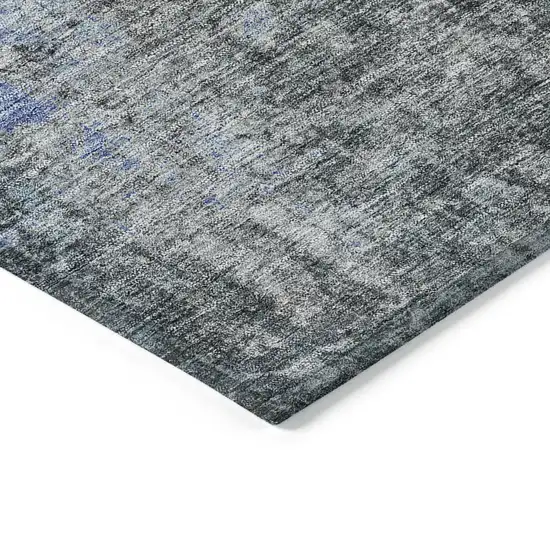 Gray Charcoal And Blue Abstract Washable Indoor Outdoor Area Rug Photo 4