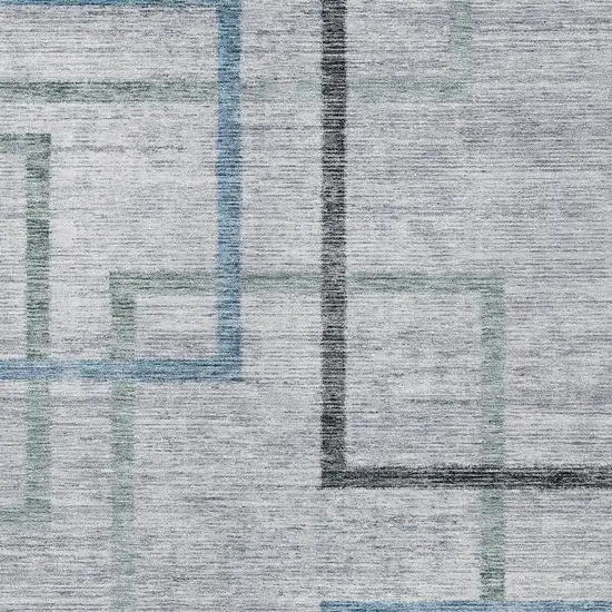 Gray Charcoal And Blue Geometric Washable Indoor Outdoor Area Rug Photo 5