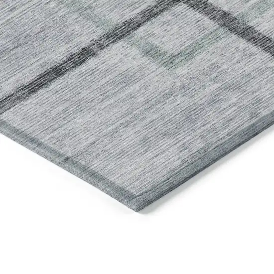 Gray Charcoal And Blue Geometric Washable Indoor Outdoor Area Rug Photo 5