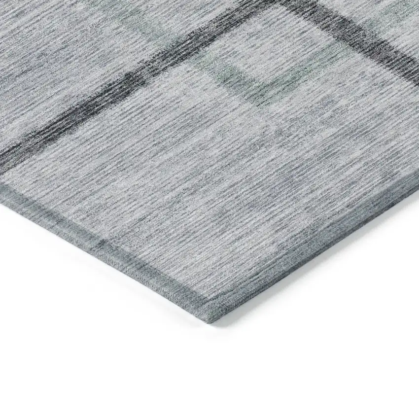 Gray Charcoal And Blue Geometric Washable Indoor Outdoor Area Rug Photo 5