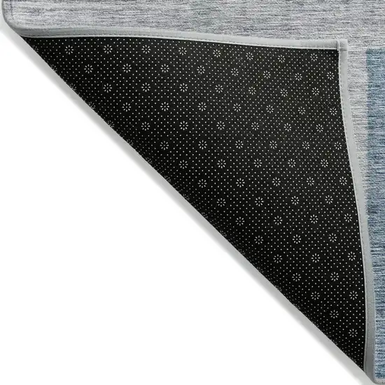 Gray Charcoal And Blue Geometric Washable Indoor Outdoor Area Rug Photo 4