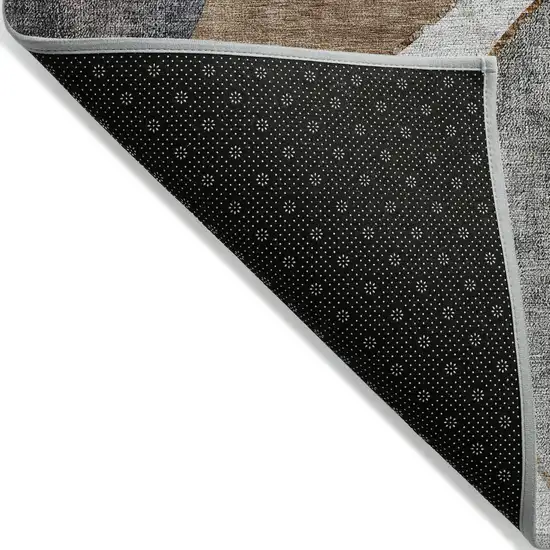 Gray Charcoal And Brown Abstract Washable Indoor Outdoor Area Rug Photo 2