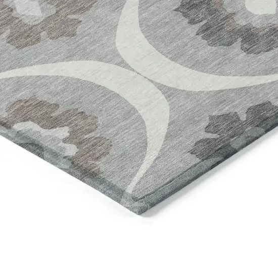 Gray Charcoal And Brown Medallion Washable Indoor Outdoor Area Rug Photo 5