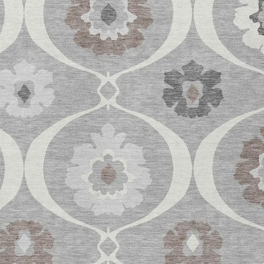 Gray Charcoal And Brown Medallion Washable Indoor Outdoor Area Rug Photo 7