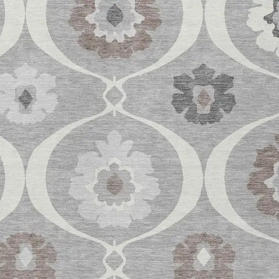 Gray Charcoal And Brown Medallion Washable Indoor Outdoor Area Rug Photo 7