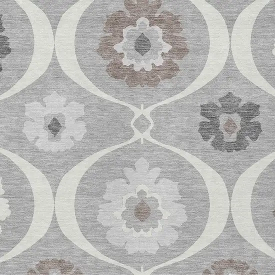 Gray Charcoal And Brown Medallion Washable Indoor Outdoor Area Rug Photo 7