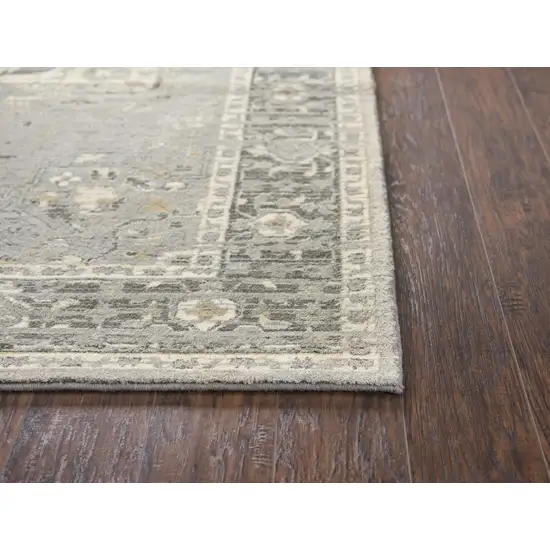 Gray Charcoal And Cream New Zealand Lambs Wool Oriental Hand Carved Handmade Area Rug Photo 2