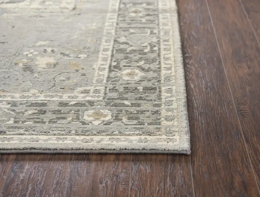 Gray Charcoal And Cream New Zealand Lambs Wool Oriental Hand Carved Handmade Area Rug Photo 2