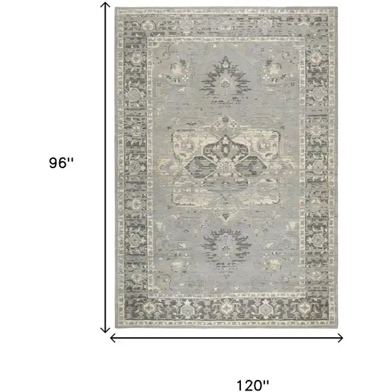 Gray Charcoal And Cream New Zealand Lambs Wool Oriental Hand Carved Handmade Area Rug Photo 6