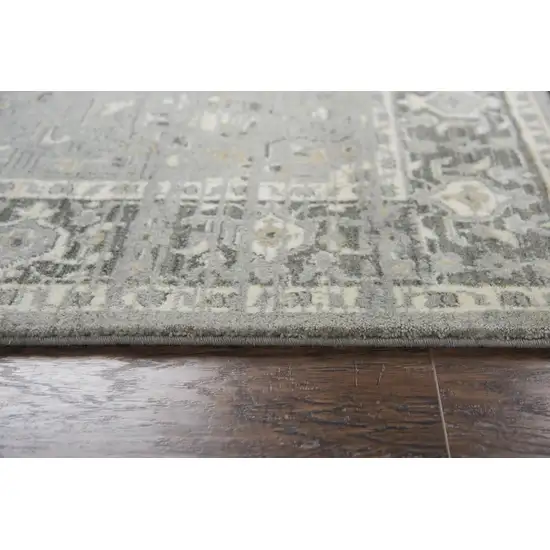 Gray Charcoal And Cream New Zealand Lambs Wool Oriental Hand Carved Handmade Area Rug Photo 5