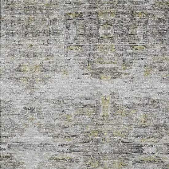 Gray Charcoal And Gold Abstract Washable Indoor Outdoor Area Rug Photo 5